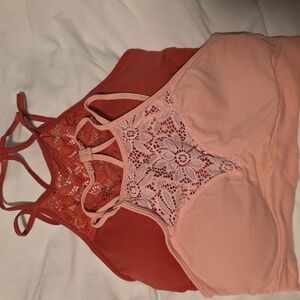 Zenana Outfitters Lace Accent Bralette - Terracotta And Pink